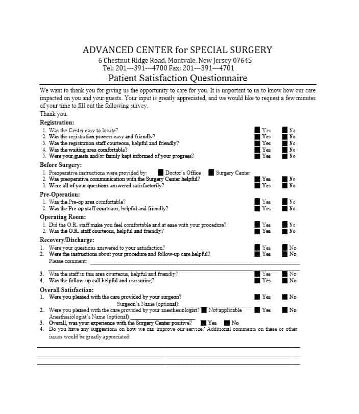 Patient Satisfaction Survey Template 50